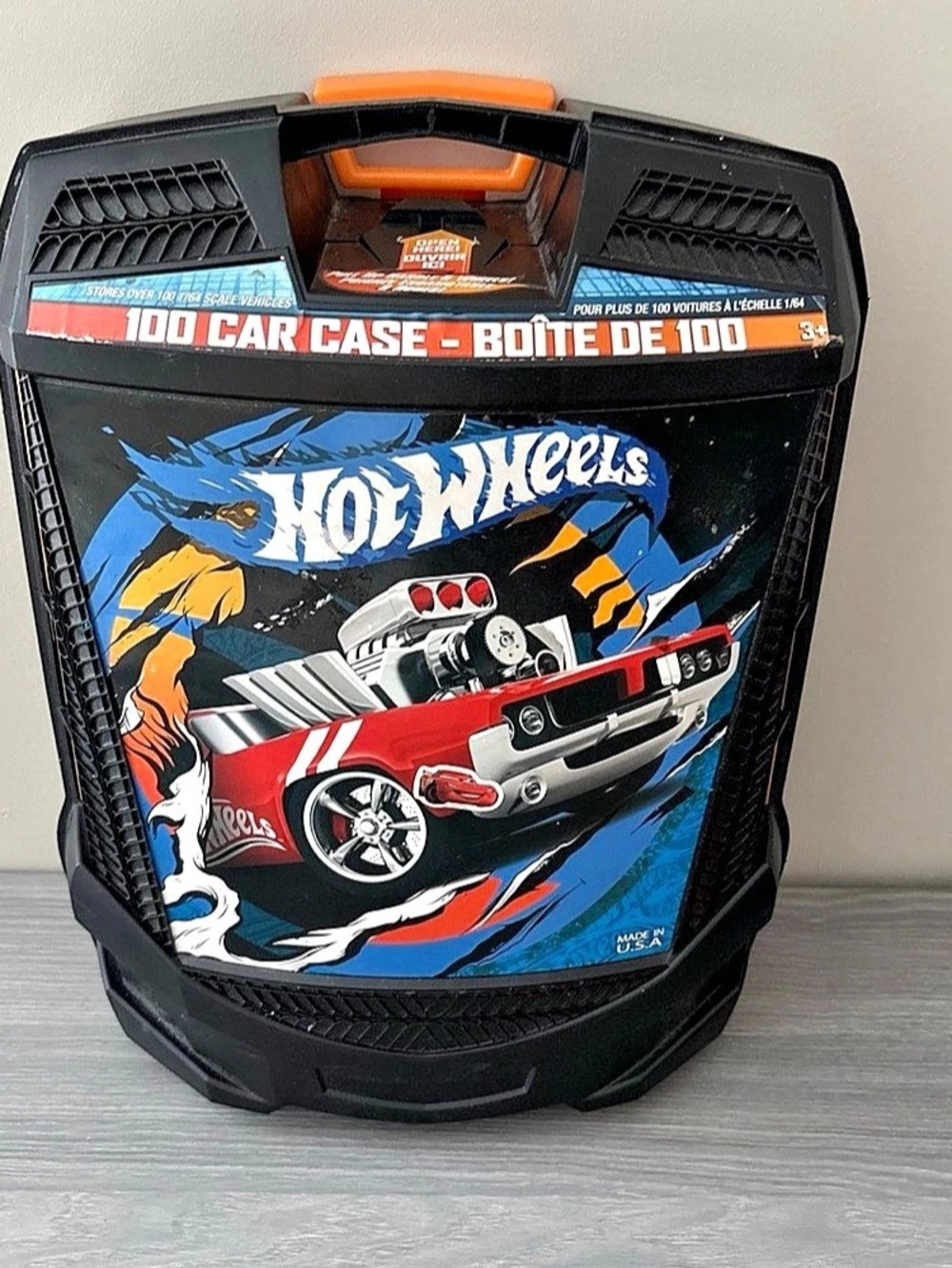 Hot Wheels 100 Car Case Storage Case Black & Orange